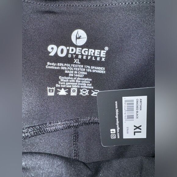 90 Degrees by Reflex NWT LUX CRACKED FAUX LEATHER HIGH WAIST LEGGING Black XL - Picture 8 of 10